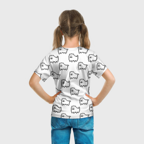 Детская футболка 3D с принтом Undertale Annoying dog white, вид сзади #2
