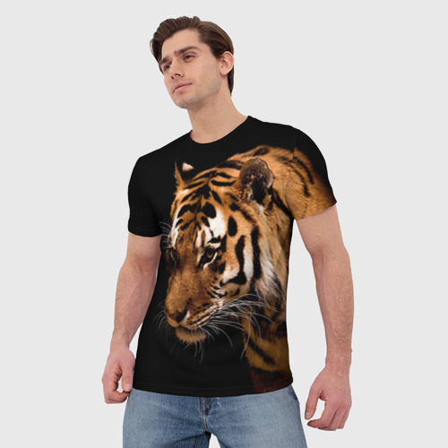 Мужская футболка 3D с принтом Тигр, фото на моделе #1