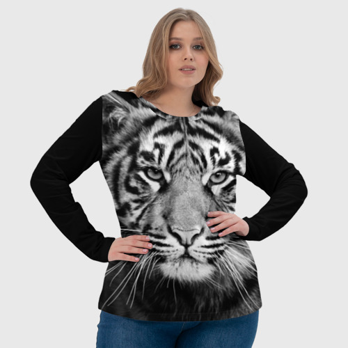 Женский лонгслив 3D с принтом Красавец тигр, фото #4