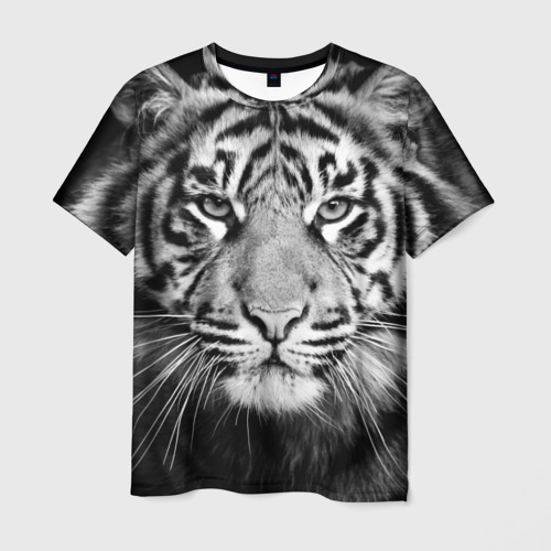 Мужская футболка 3D с принтом Красавец тигр, вид спереди #2