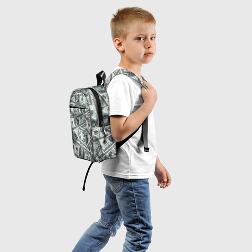 Детский рюкзак 3D с принтом Банкноты, вид сзади #1
