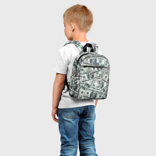 Детский рюкзак 3D с принтом Банкноты, фото на моделе #1