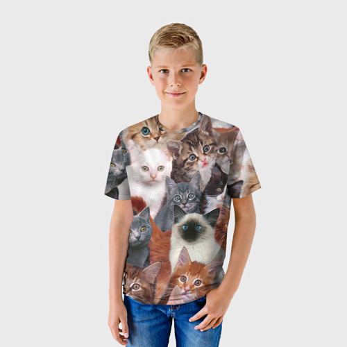 Детская 3D футболка с принтом Котики, фото на моделе #1