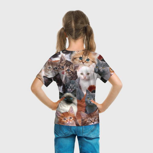 Детская 3D футболка с принтом Котики, вид сзади #2