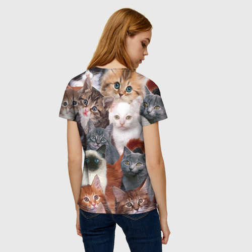 Женская футболка 3D с принтом Котики, вид сзади #2