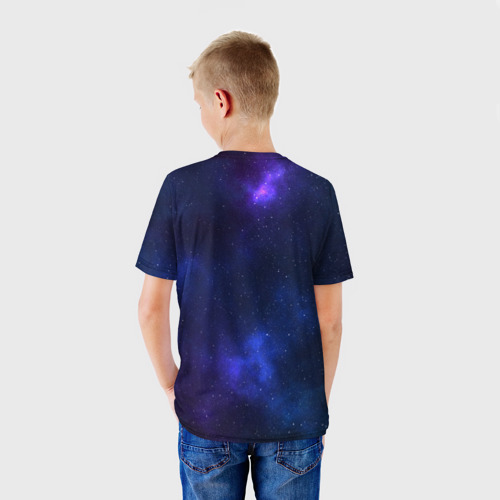 Детская футболка 3D с принтом Звёздное небо, вид сзади #2