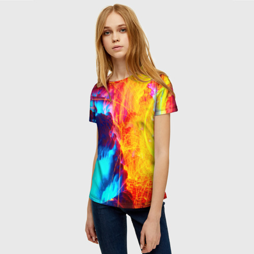 Женская футболка 3D с принтом Вулканический, фото на моделе #1
