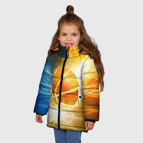 Зимняя куртка для девочек 3D с принтом Баскетбол - жизнь моя, фото на моделе #1
