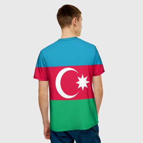 Мужская 3D футболка с принтом Азербайджан, вид сзади #2