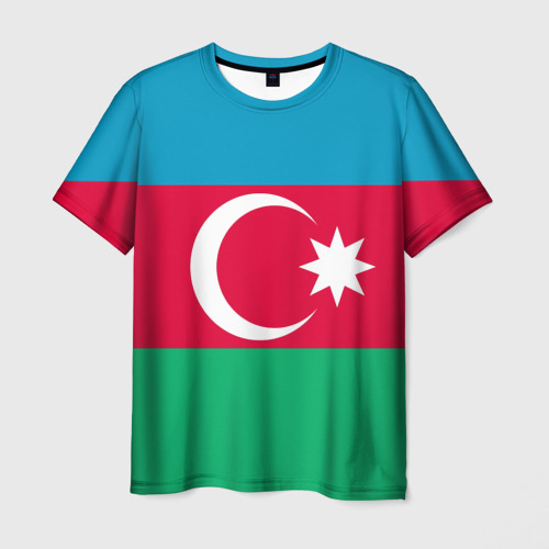 Мужская 3D футболка с принтом Азербайджан, вид спереди #2
