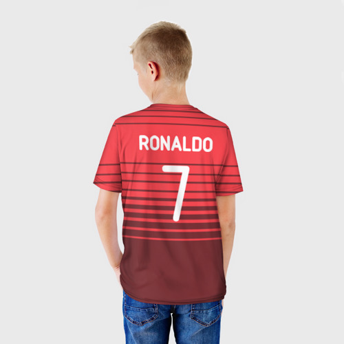 Детская 3D футболка с принтом Роналду сборная Португалии, вид сзади #2