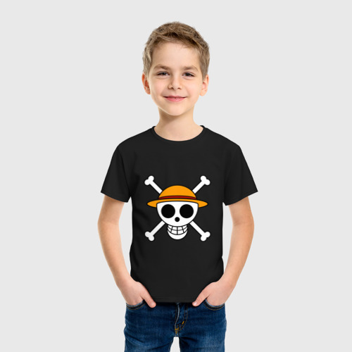 Детская футболка хлопок с принтом Весёлый Роджер Мугивар, фото на моделе #1