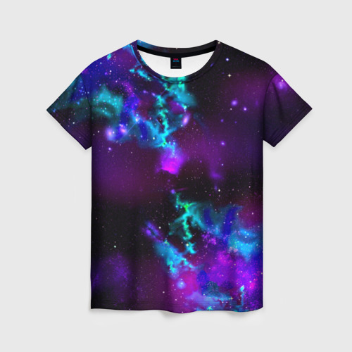 Женская футболка 3D с принтом Звездное небо, вид спереди #2
