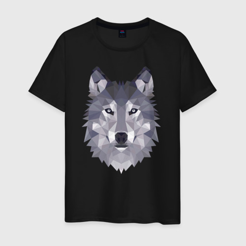 Мужская футболка хлопок с принтом Волк, вид спереди #2