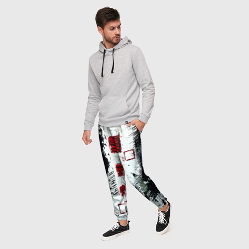 Мужские брюки 3D с принтом Штриховка, фото на моделе #1