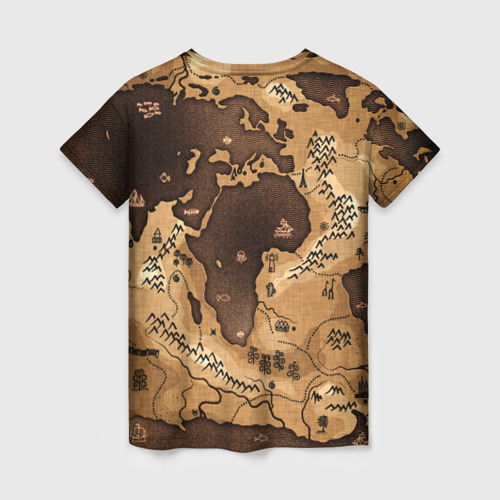 Женская футболка 3D с принтом Карта мира, вид сзади #1
