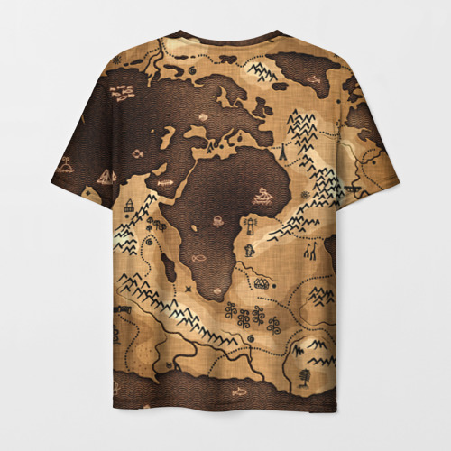 Мужская футболка 3D с принтом Карта мира, вид сзади #1