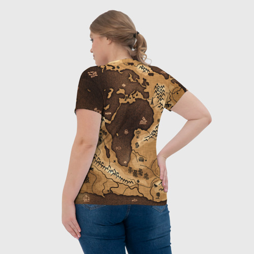 Женская футболка 3D с принтом Карта мира, вид сзади #2