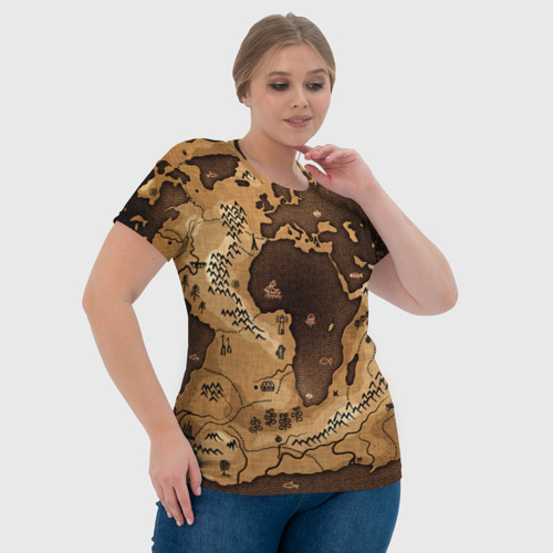 Женская футболка 3D с принтом Карта мира, фото #4