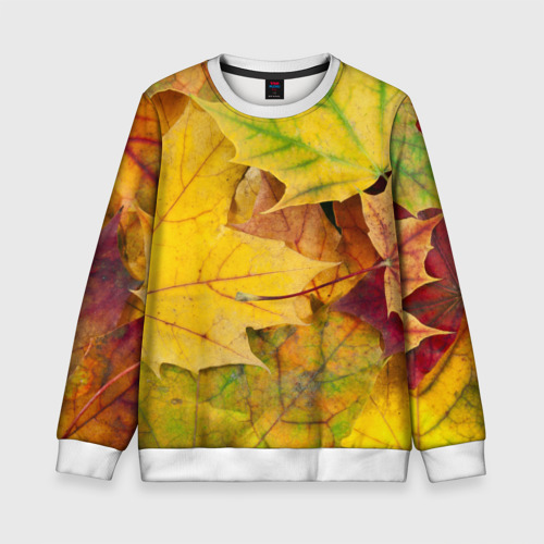Детский свитшот 3D с принтом Осенние листья, вид спереди #2