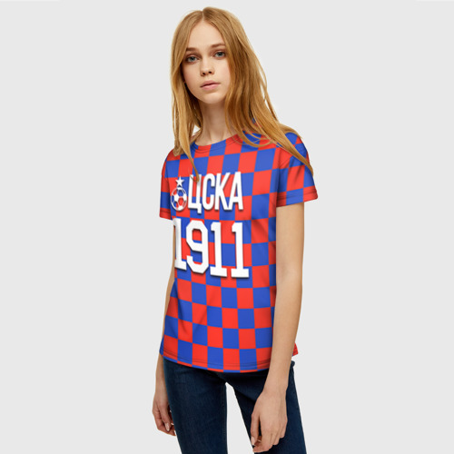 Женская футболка 3D с принтом ЦСКА 1911, фото на моделе #1