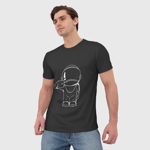 Мужская футболка 3D с принтом Космонавт 5, фото на моделе #1