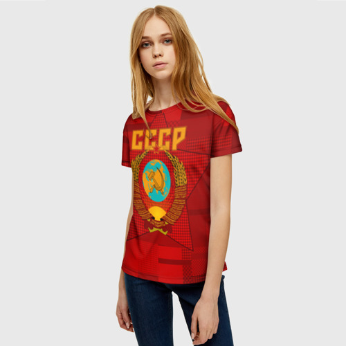 Женская футболка 3D с принтом СССР, фото на моделе #1