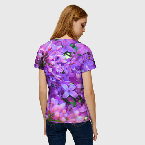 Женская 3D футболка с принтом Сирень, вид сзади #2