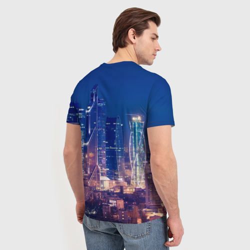 Мужская футболка 3D с принтом Ночная Москва, вид сзади #2