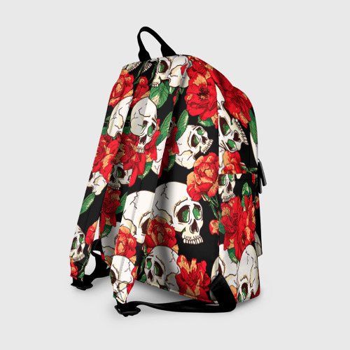 Рюкзак 3D с принтом Черепки и розы, вид сзади #1