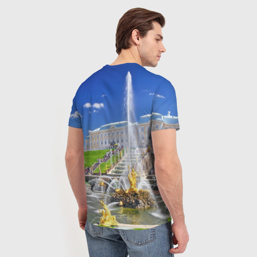 Мужская футболка 3D с принтом Петергоф, вид сзади #2