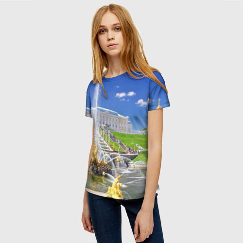 Женская футболка 3D с принтом Петергоф, фото на моделе #1