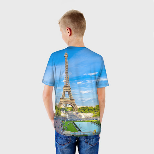 Детская футболка 3D с принтом Париж, вид сзади #2