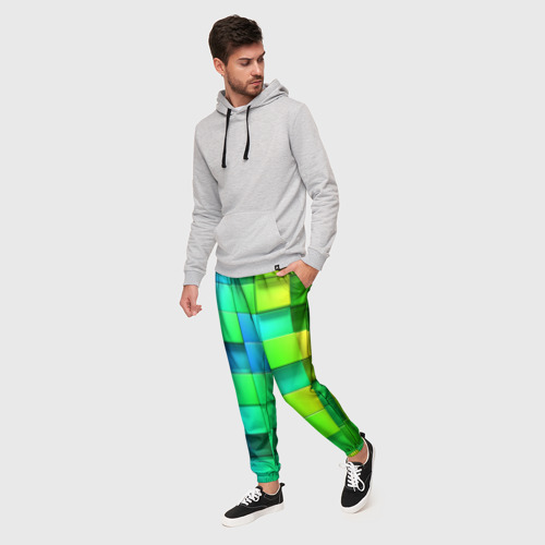 Мужские брюки 3D с принтом Кубики, фото на моделе #1