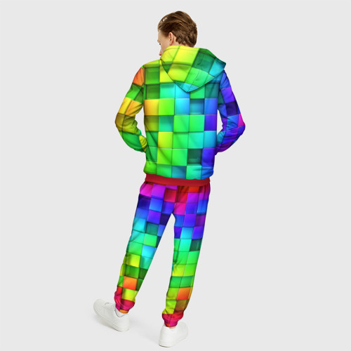 Мужской 3D костюм с принтом Кубики, вид сзади #2