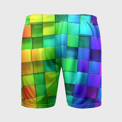 Мужские шорты спортивные с принтом Кубики, вид сзади #1