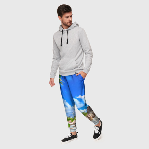 Мужские брюки 3D с принтом Сейшельские острова, фото на моделе #1