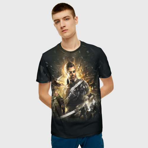 Мужская 3D футболка с принтом Deus Ex: Mankind Divided, фото на моделе #1
