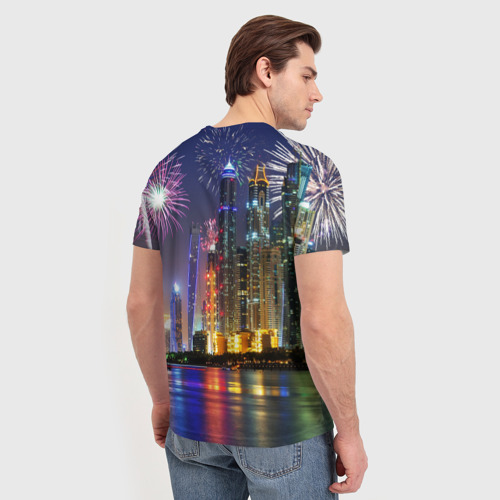 Мужская футболка 3D с принтом Салют в Дубае, вид сзади #2