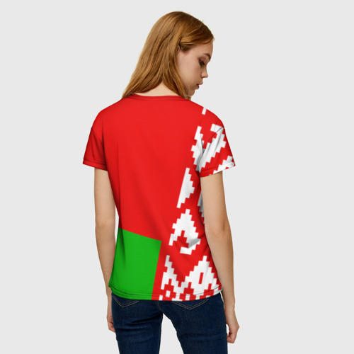 Женская футболка 3D с принтом Беларусь 2, вид сзади #2