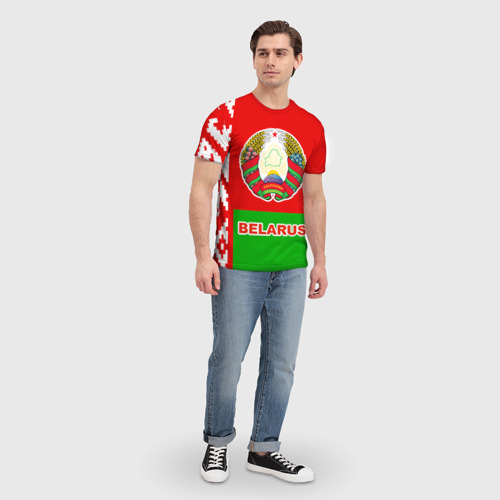 Мужская футболка 3D с принтом Belarus 5, вид сбоку #3