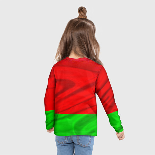 Детский лонгслив 3D с принтом Александр Лукашенко - Беларусь, вид сзади #2