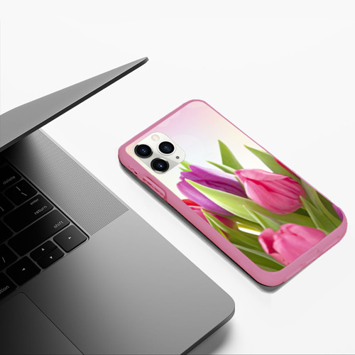 Чехол для iPhone 11 Pro Max матовый с принтом Тюльпаны, фото #5