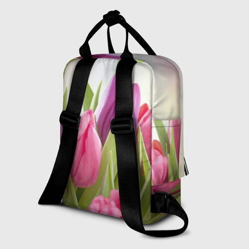 Женский рюкзак 3D с принтом Тюльпаны, вид сзади #1
