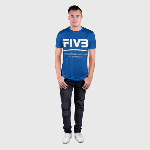 Мужская футболка 3D Slim с принтом Волейбол FIVB, вид сбоку #3
