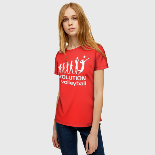 Женская футболка 3D с принтом Эволюция волейболиста, фото на моделе #1