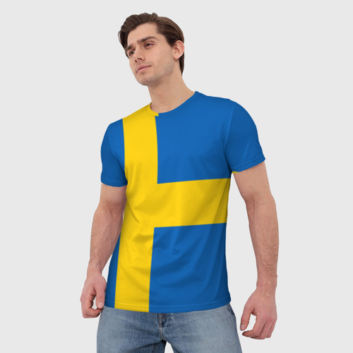 Мужская футболка 3D с принтом Швеция, фото на моделе #1