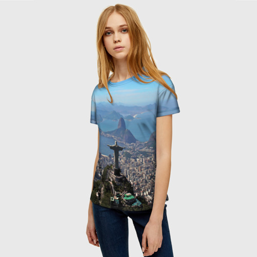 Женская футболка 3D с принтом Рио-де-Жанейро, фото на моделе #1
