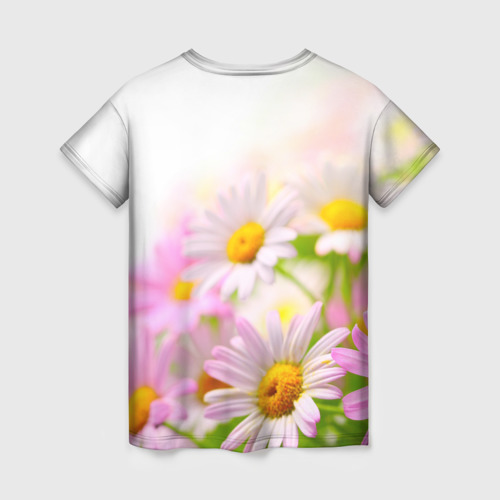 Женская футболка 3D с принтом Цветы, вид сзади #1