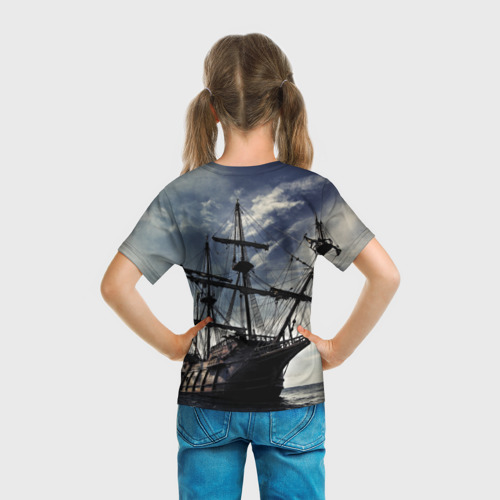 Детская футболка 3D с принтом Корабль, вид сзади #2